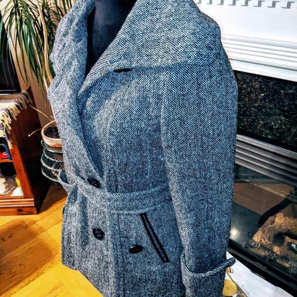 B.Moss thick houndstooth belted pea coat - Picture 7 of 7